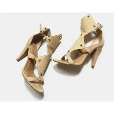 Sigerson Morrison Gladiator Heels Sandals Nude Studded Leather Size 7 Shoes - Image 1 of 4