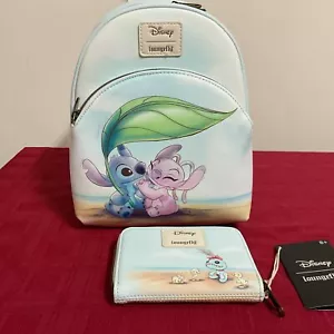 LOUNGEFLY DISNEY STITCH AND ANGEL BEACH DATE MINI RUCKSACK UND GELDBÖRSE NEU MIT ETIKETT!! - Bild 1 von 10