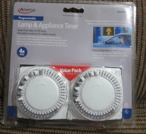 Amertac Programmable Lamp & Appliance Timer  2 Pack Value TM06DHBL New Sealed - Picture 1 of 13