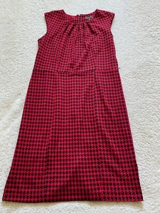Dana Buchman Women Houndstooth Sleeveless Knee Shift Dress Red Size 12 - Picture 1 of 11