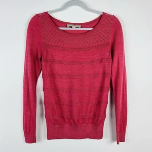 Suéter Ligero Ann Taylor LOFT Talla XS Mezcla de Lana Encaje Festoneado Rosa - Imagen 1 de 5