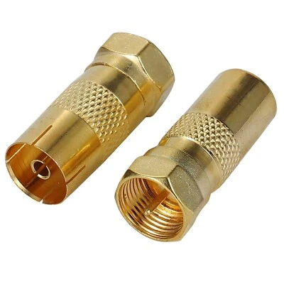 IKAREX-SHOP ✅ 1 Stück F Typ Stecker Adapter KOAX Antennen Buchse vergoldet TV SAT Vergoldet