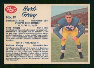HERB GREY 1962 POST CEREAL CFL NO 84 NRMINT+    71881