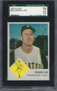 Tarjeta de béisbol Fleer 1963 #58 Vernon Vern Law Pittsburgh Pirates calificada SGC 5,5 - Imagen 1 de 2