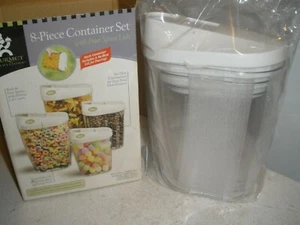 NIB 8PC SET GOURMET TRADITIONS CONTAINER CANISTER SET WITH POUR SPOUT LIDS (H) - Picture 1 of 4