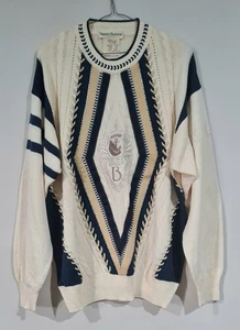 Vintage Umberto Bilancioni Cable Knit Embroided Sweater, Made in Italy Size 54 - Bild 1 von 13