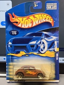 2001 Hot Wheels VOLKSWAGEN VW BUG #175 brown w/flames new on card!!!! - Picture 1 of 5