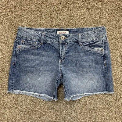 Y2K BONGO 短裤青少年 11 切割褪色牛仔低腰弹力波西米亚复古 — 第 1/4 张图片