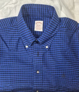 Brooks Brothers Hemd Madison Fit L blau schwarz kariert Neu mit Etikett Button-Down Baumwolle - Bild 1 von 11