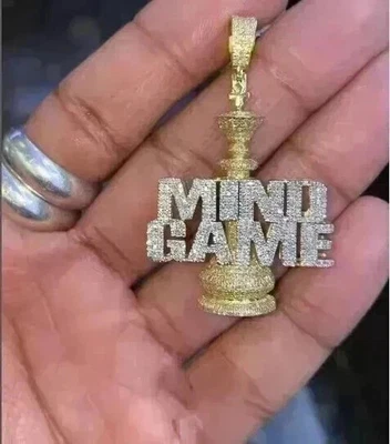 2.30Ct Round Cut Lab-Created Diamond Custom Chess Pendant 14K Yellow Gold Plated - Image 1 of 4