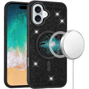 Custodia per iPhone 16 Plus 6,7 pollici cerchio magnetico abbagliante completo + vetro temperato - Foto 1 di 12