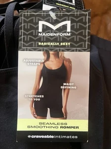 Maidenform Seamless Smoothing Romper Body Suit Shorts Undergarment Black Large - Picture 1 of 3
