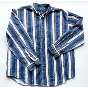Vintage Route 66 Denim Striped Button Down Size Large - Picture 1 of 5