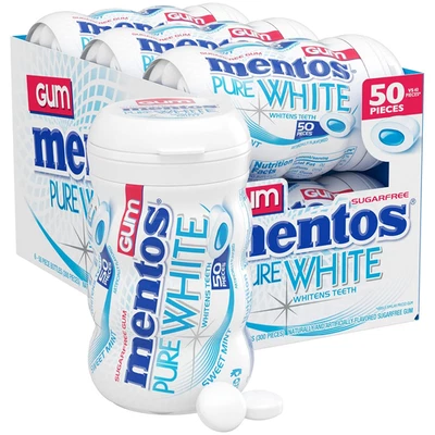 Mentos Pure White Sugar-Free Chewing Gum with Xylitol, Sweet Mint, Bulk, 50Piece - Image 1 of 4
