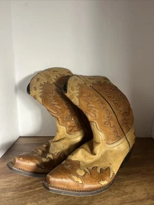 Botas de Cuero Laredo Marrón Claro Talla 10 D Usadas Punta - Imagen 1 de 6