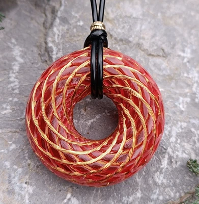 Copper Spiral Torus Resonance 5 cm Coil Red Torsion Fields Generator Pendant - Image 1 of 4