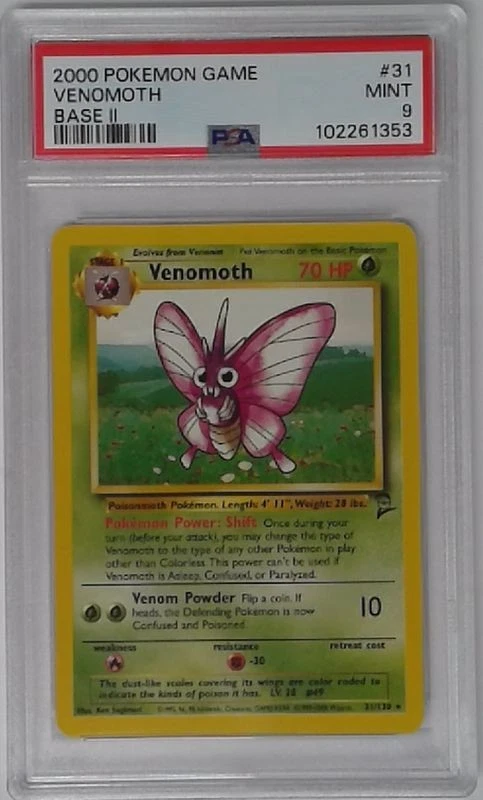1x  V1627: 2000: Venomoth: 31/130: Base 2: Game: PSA: 9: MINT: 102261353 Graded  - Image 1 of 1