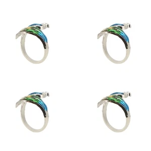 4Pcs Crochet Rings Unique Peacock Shape Design Light Weight Knitting Loop Rings❀ - Picture 1 of 12
