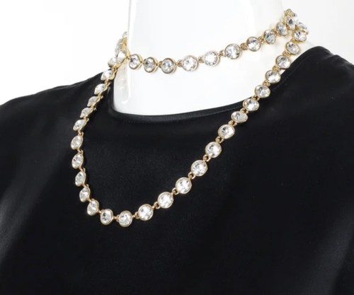 GIVENCHY Collana Vintage Maglia Cristallo Set Oro Lunghezza 36" Ottima!