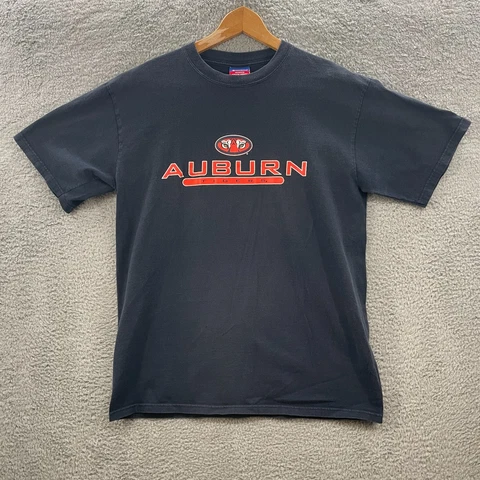 Vintage Auburn Tigers Shirt Adult Large Blue Graphic Short Sleeve 90s Champion* Cover
