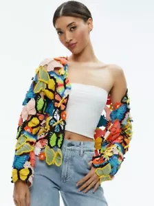Alice + Olivia NEW FAWN Butterfly Crochet Cardigan Size M/L - Picture 1 of 24