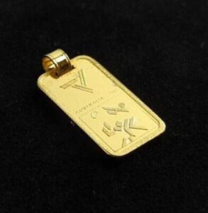 Fine Silver 999 Bar Ingot Pendant RUGBY 7s 1982 Commonwealth Games Gold Plated