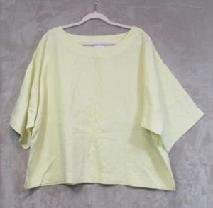 J Jill Pure Jill Top Womens Yellow Linen Boxy Minimalist Coastal Lagenlook Large - Picture 1 of 8