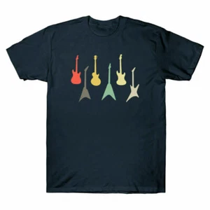 Gift Men's Musician Guitarist Retro Cotton Tee Electric Player T-Shirt E-Guitar - Picture 1 of 5