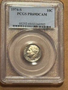 1974-S Roosevelt Dime PCGS PR69DCAM - Picture 1 of 2