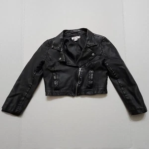 Xhilaration Faux Leather Moto Black Jacket Youth Girls Large Biker - Picture 1 of 10