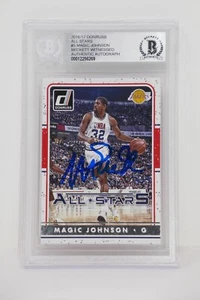 2016-17 Donruss All Star #3 Magic Johnson Lakers Beckett Authentic AU - Picture 1 of 6