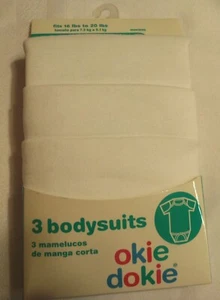 OKIE DOKIE 6-9 12 or 18 Month White Short Sleeve Baby Bodysuit 3 per Pack NWT - Picture 1 of 1