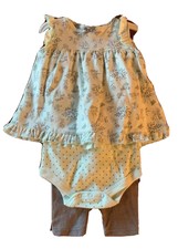 NWT Baby Starters Girls 4 Piece Set Romper Top Leggings Pants Shorts Cotton 6 Mo