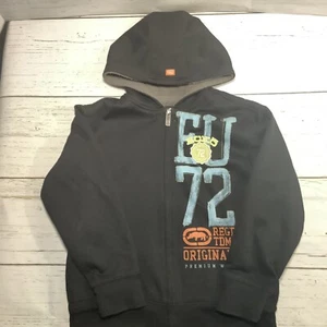 Ecko Unltd Full Zip Hoodie Sweatshirt Men's Medium Black Blue Orange Embroidered - Picture 1 of 9