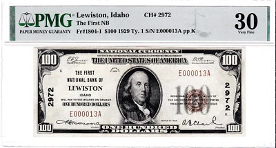 $100 1929 T1 National LEWISTON Idaho ID 🇺🇸 Extremely Rare Only 7 on Census🇺🇸 - Image 1 of 2