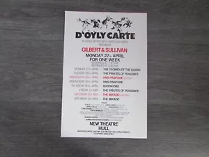 Nuevo póster de teatro de espectáculos de D'Oyly Carte Gilbert & Sullivan G&S casco original - Imagen 1 de 5
