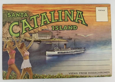 Vintage Linen Santa Catalina Folio Picture Mailer 1940's Unused  - Image 1 of 4