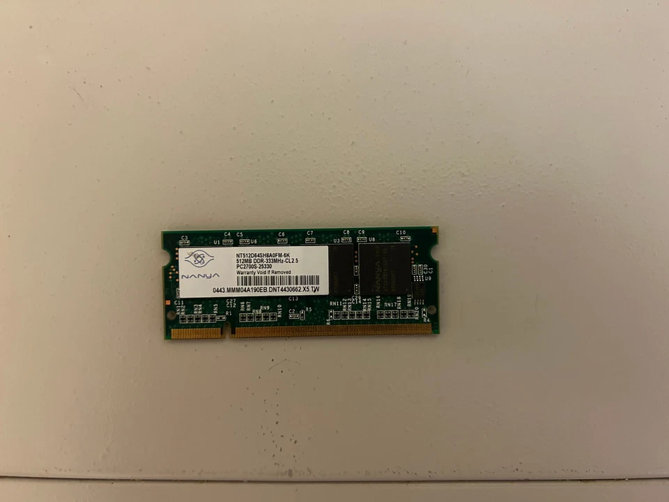 Nanya Laptop Memory SODIMM 512MB (1 x 512) nt512d64sh8ofm-6k PC2700 333mhz - Image 1 of 1