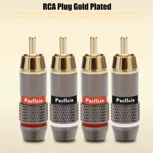 4pcs Gold Plated HiFi RCA Plug Male Double Lock HIFI Audio Cable Connector 6mm - Picture 1 of 13