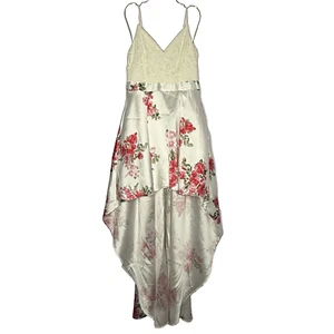 Windsor Juniors Cream and Floral Lace and Satin High Low Prom Party Dress 11/12 - Picture 1 of 14