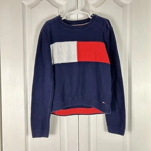 Tommy Hilfiger girls navy logo color black sweater medium (8–10) - Picture 1 of 7