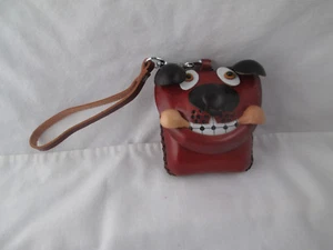 Child's Purse Dog With Bone Leather Embossed Back Leather Hand Strap Wristlet - Picture 1 of 5
