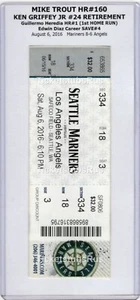 Mike Trout HR #160 GRIFFEY #24 RETIREMENT 2016 Mariners Angels 8/6 Full Ticket - Picture 1 of 19