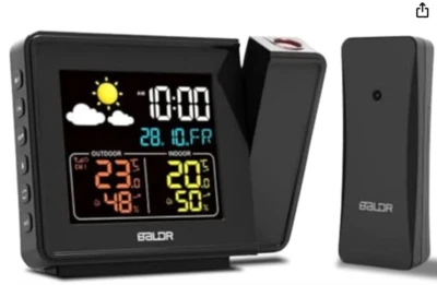 BALOR Radio-Controlled Weather Station Clock with Projector - Image 1 of 3