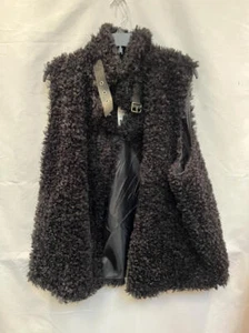 MSRP $100 Inc International Concepts Sherpa Buckle-Neck Vest Black Size Small - Picture 1 of 2