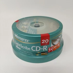 Memorex LightScribe CD-R 52X 700MB 80min 20 Disc Pack NEW SEALED - Photo 1/5
