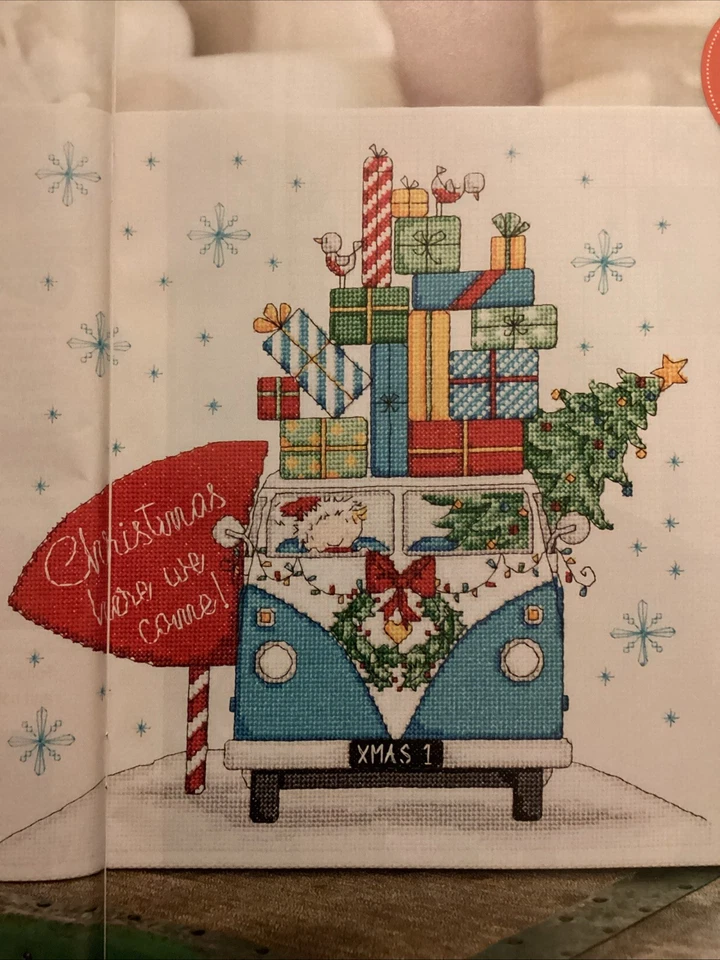 Camper Van Tree Wreath Presents Fairy Lights Robin Christmas Cross Stitch Chart - Image 1 of 1