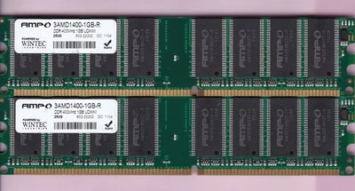 2GB 2x1GB PC-3200 WINTEC AMPO 3AMD1400-1GB-R DDR-400 PC3200 RAM MEMORY KIT DDR1 - Image 1 of 2