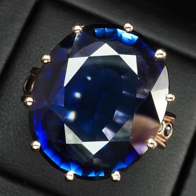 Vibrant Intense Blue Sapphire 38.55Ct 925 Sterling Silver Handmade Ring Size 6.5 - Image 1 of 4