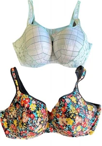 Cacique Bra 44DD 42DD Balconette Bra Lined Balconette Floral Lace White Lot Of 2 - Picture 1 of 9